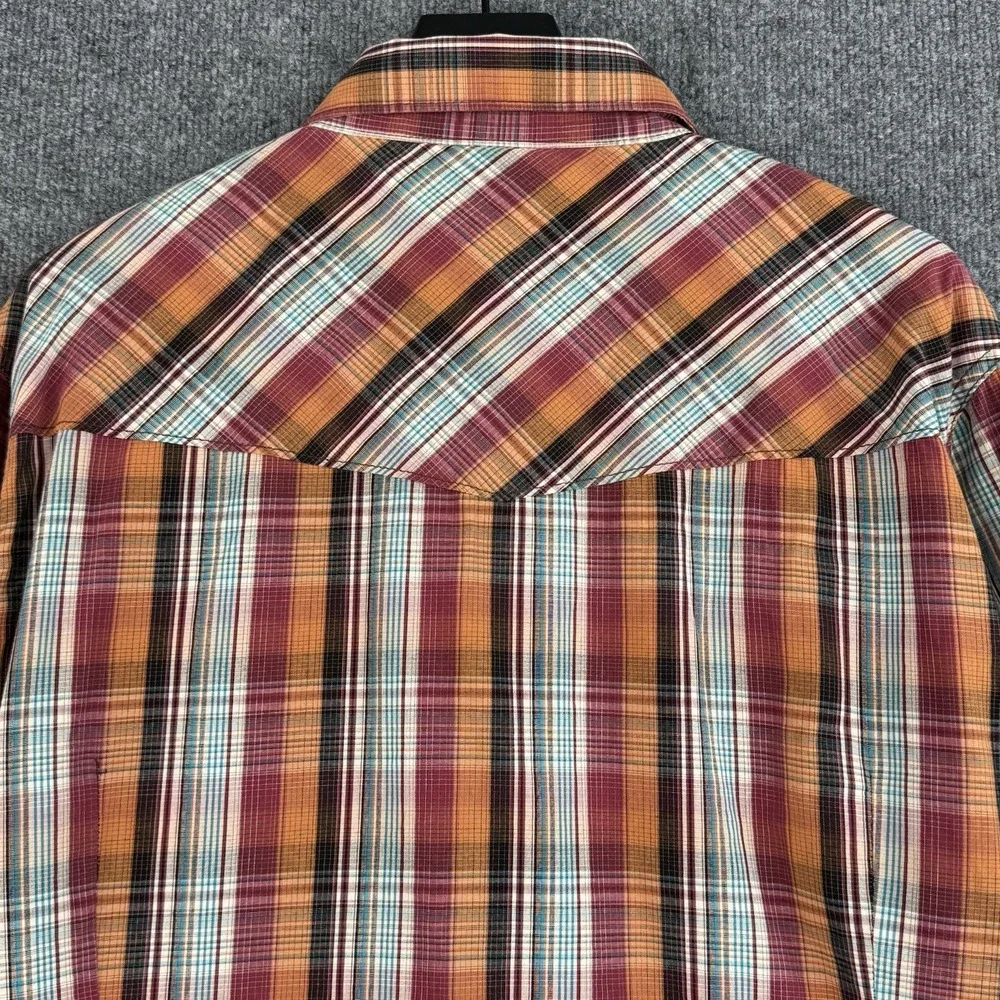 True Religion Western Button Up Shirt Mens 3XL Multi Plaid Diamond Pearl Snap